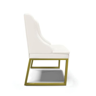 Cadeira Sala de Jantar Industrial Dourado kit 10 Liz Sintético D03 - D'Rossi Branco