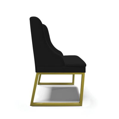 Cadeira Sala de Jantar Industrial Dourado kit 8 Liz Linho D03 - D'Rossi Preto