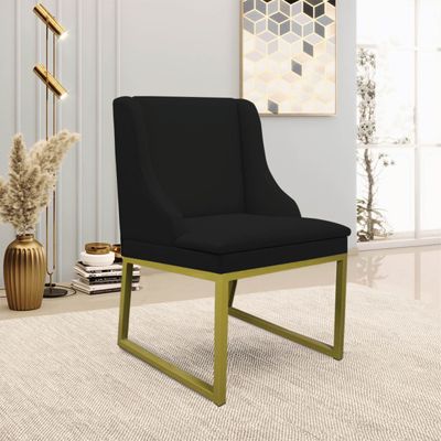 Cadeira Sala de Jantar Industrial Dourado kit 8 Liz Linho D03 - D'Rossi Preto