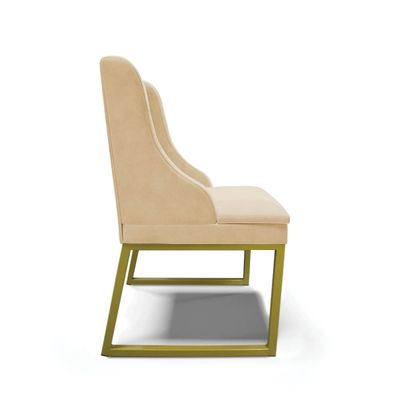 Cadeira Sala de Jantar Industrial Dourado Kit 10 Liz Suede D03 - D'Rossi Marrom