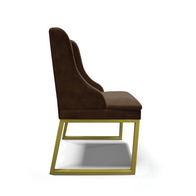 Cadeira Sala de Jantar Industrial Dourado Kit 10 Liz Suede D03 - D'Rossi Marrom