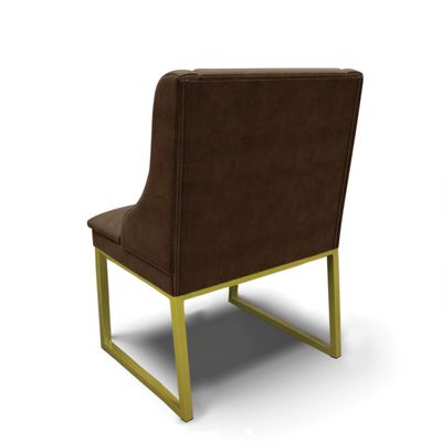 Cadeira Sala de Jantar Industrial Dourado Kit 10 Liz Suede D03 - D'Rossi Marrom