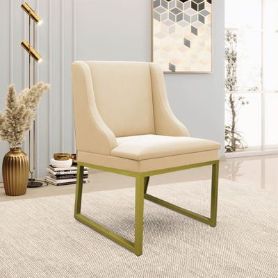 Cadeira Sala de Jantar Industrial Dourado Kit 10 Liz Suede D03 - D'Rossi Marrom