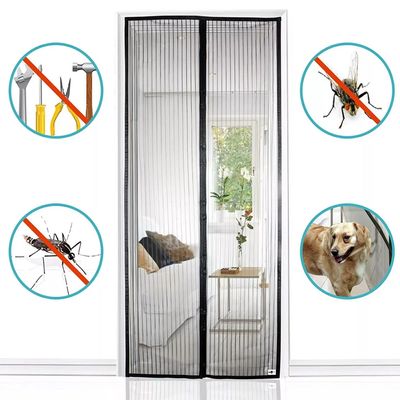 CORTINA MAGNÉTICA TELA MOSQUITEIRA FECHAMENTO AUTOMÁTICO ANTI-MOSQUITO PERNILONGO MOSCA 100X210CM Único / Preto