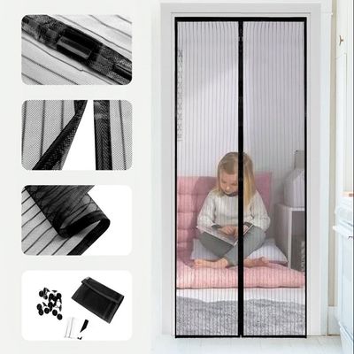 CORTINA MAGNÉTICA TELA MOSQUITEIRA FECHAMENTO AUTOMÁTICO ANTI-MOSQUITO PERNILONGO MOSCA 100X210CM Único / Preto