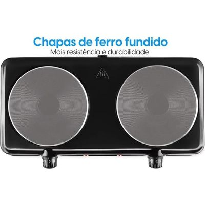 Fogão Elétrico De Mesa 2 Pratos 2000W FG02 Double Cook Preto Elgin 110V