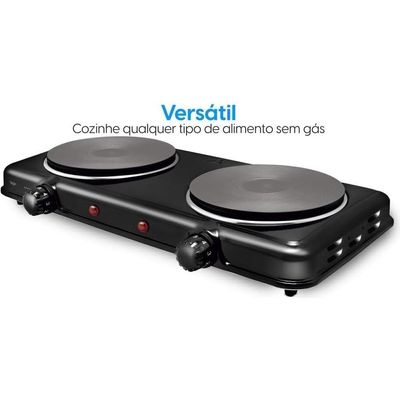 Fogão Elétrico De Mesa 2 Pratos 2000W FG02 Double Cook Preto Elgin 110V