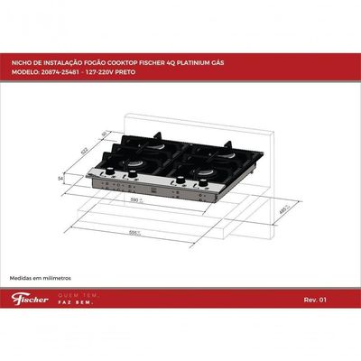 Fogão Cooktop Fischer 4 Queimadores Platinium - Bivolt Bivolt