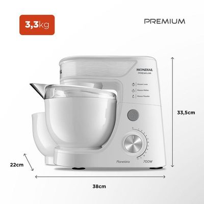 Batedeira Planetária Mondial Premium Bp-01p-w Batedeira Planetária-127v-branco/inox 110V