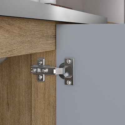 Cozinha Compacta 4 Portas 2 De Vidro Grey Sky Axé Bertolini Cinza/carvalho