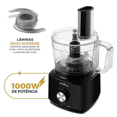 Multiprocessador Britânia 1000W 3 Em 1 Lâminas Inox BMP900C 110V