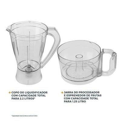 Multiprocessador Britânia 1000W 3 Em 1 Lâminas Inox BMP900C 110V