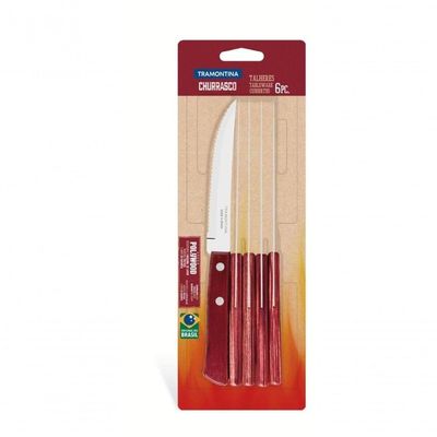 Conjunto De Facas Para Churrasco Tramontina Polywood Vermelhor 6 Peças