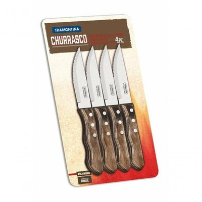 Jogo De Facas Jumbo Tramontina Polywood Castanho 4 Peças