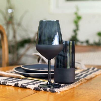 Jogo De Taças Copa E Cia 6 Peças Duo 490ml Em Vidro Azul Navy