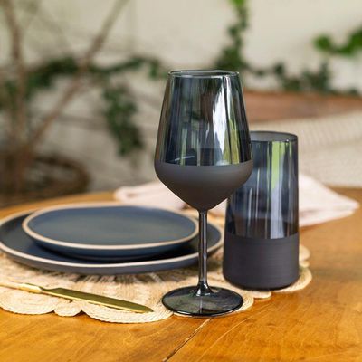 Jogo De Taças Copa E Cia 6 Peças Duo 490ml Em Vidro Azul Navy