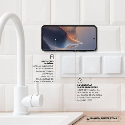 Capa Silicon Veloz Para Moto Edge 50 Pro + Ventosa Preta