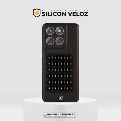 Capa Silicon Veloz Para Moto Edge 50 Pro + Ventosa Preta
