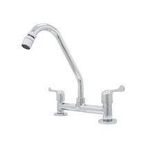 Torneira Misturador Cozinha Metal Bancada Mesa + 2 Engates íveis Malha Aço