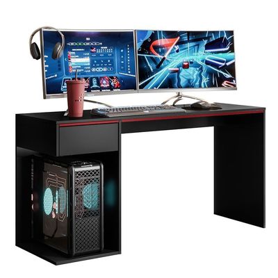 Mesa Gamer Jogos Start - Mdp 1 Porta E 1 Gaveta Preto - Movelove Preto Fosco
