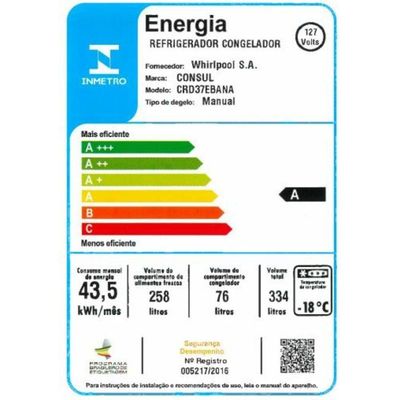 Refrigerador Consul Duplex 334L Cycle Defrost CRD37 Branco 220V