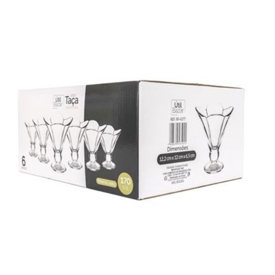 Taça de Sobremesa Vidro Cristal Diamond 6 Peças 170ML
