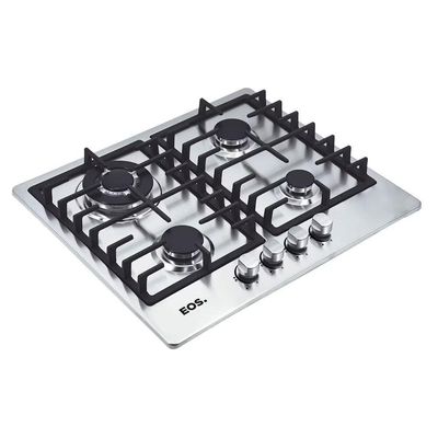 Fogão Cooktop Inox A Gás 4 Bocas 1 Dupla ECG04 Eos + 2 Panelas Tramontina Turim Bivolt