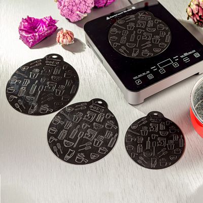 Almofada de Silicone Preta 21,5cm Para Fogão De Indução Magnética