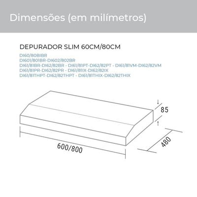 Depurador De Ar Slim 80 Cm Preto 220V