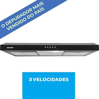 Depurador E Exaustor De Ar Slim 80 Cm Preto Suggar 220v