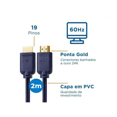 Cabo Hdmi Aquario 4k02 4k Macho X Macho 2.0 2m