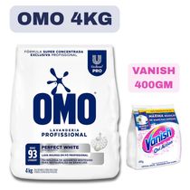 Kit Omo pó Perfect White 4kg + Vanish Multi Power Oxi Action 400G