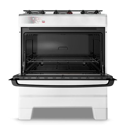 Fogão A Gás Esmaltec Mesa Inox Tampa De Vidro Forno 84L Ideal Top Branco 5 Bocas Bivolt