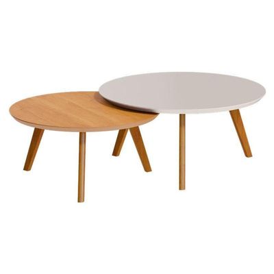 Kit Mesa De Centro Ambiente Classic Redonda Off White Nature - Imcal