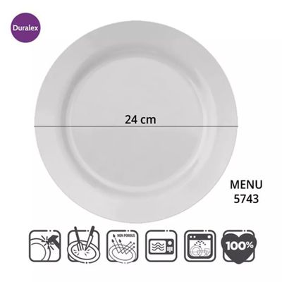 Pratos Rasos Duralex Opaline Menu 24cm 6 Unidades - Nadir 5743