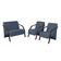 Conjunto Poltrona Vênus Braço Madeira D Salla Suede Azul Bic