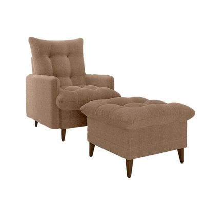 Poltrona De Amamentação Com Puff Luxo Confortável Montreal Matrix Boucle Marrom