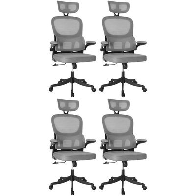 Kit 4 Cadeiras De Escritório Executiva Viena Com Regulagem De Altura - Cinza/preto