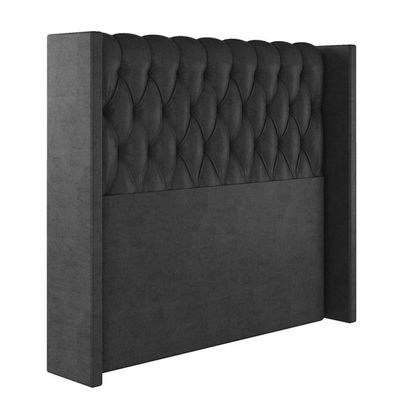 Cabeceira Estofada Casal 140 Cm Pérola Veludo Preto