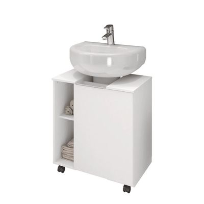 Gabinete Para Banheiro Lisboa Com Porta E 6 Nichos Branco