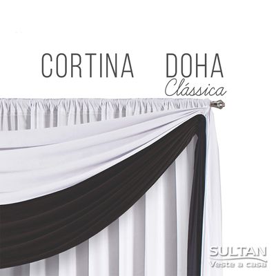 Cortina Combinada Voal Doha 300x250cm Branca detalhes Cinza