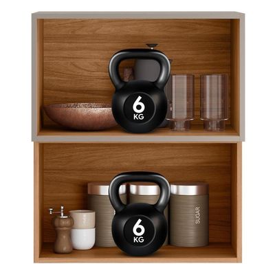 Armário Aéreo Proença 60cm 2 Portas Basculantes Mdf Nogueira Touch-nude Prime Tx