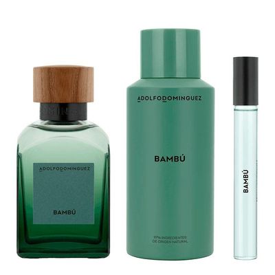 Kit Adolfo Dominguez Bambu Desodorante 150ml + Eau De Parfum 120ml + Eau De Parfum 10ml - Perfume Masculino
