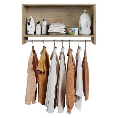 Kit 02 Armários Multiuso Aéreo Cabideiro Grécia L03 Castanho - Lyam