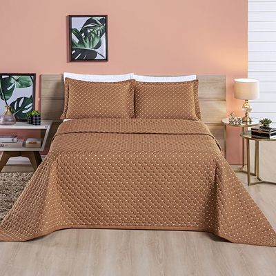 Cobre Leito Prático Queen Dupla Face 3 Peças - Terracota244 - 100% Poliéster