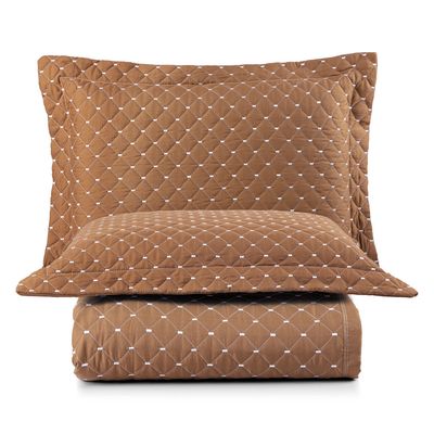 Cobre Leito Prático Queen Dupla Face 3 Peças - Terracota244 - 100% Poliéster
