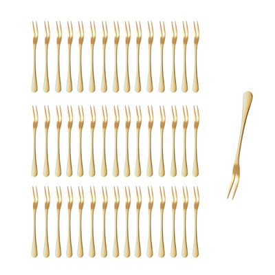 Garfo para Petiscos Frutas Sobremesa Garfinho Dourado Inox 50un