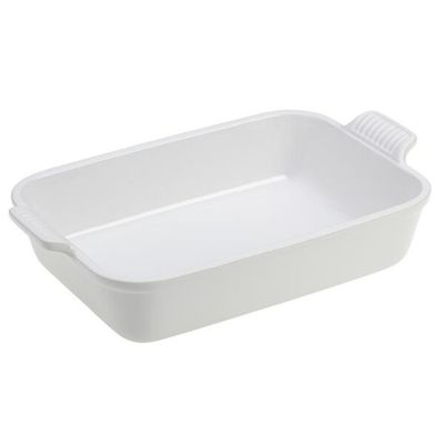 TRAVESSA LE CREUSET HERITAGE RETANGULAR 26CM EM CERÂMICA BRANCO COTTON 71102264310001