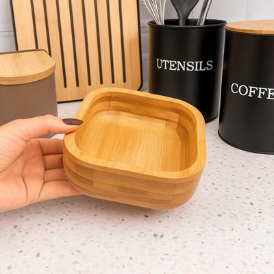 Tigela Bowl Mini Quadrado Bambu Bar Mesa Servir Petisco 12cm