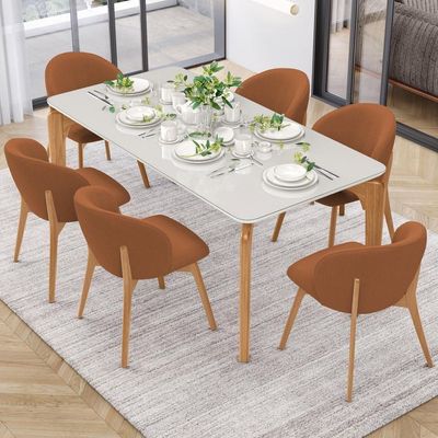 Kit 04 Cadeiras De Jantar E Estar Living Estofada Mia L02 Bouclê Terracota - Lyam Decor